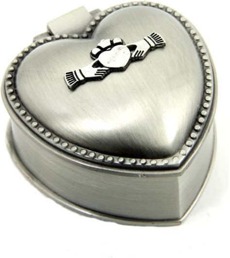 heart shaped metal box with claddagh design|Briomhar Irish Celtic Jewelry Box .